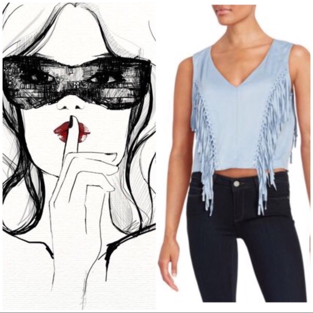Design Lab Blue Fringe Top